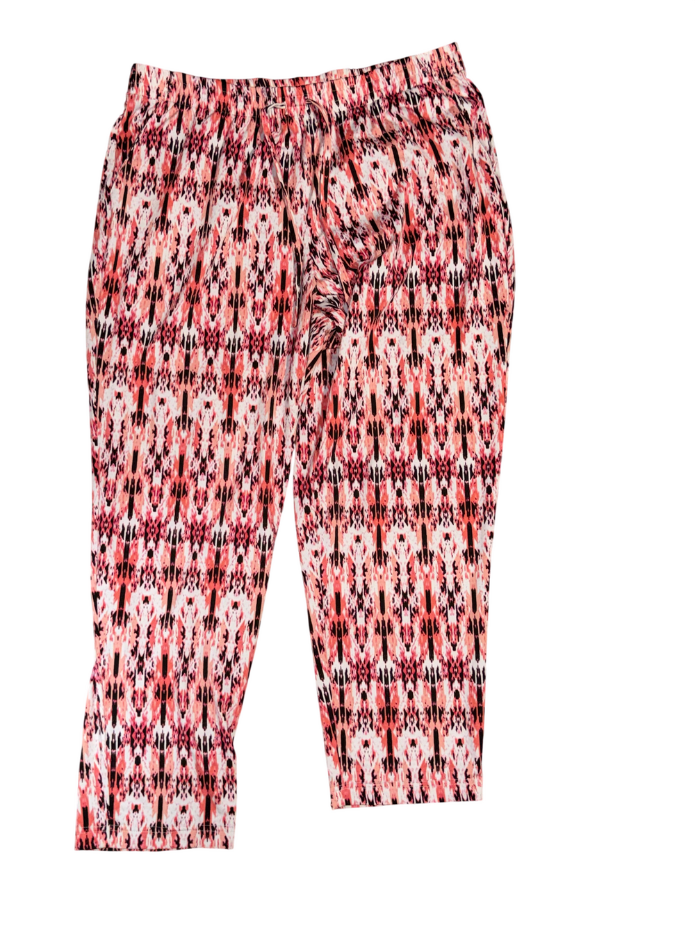 Counterparts Pink Black and White Print Pants Elastic Drawstring Waist Tapered L